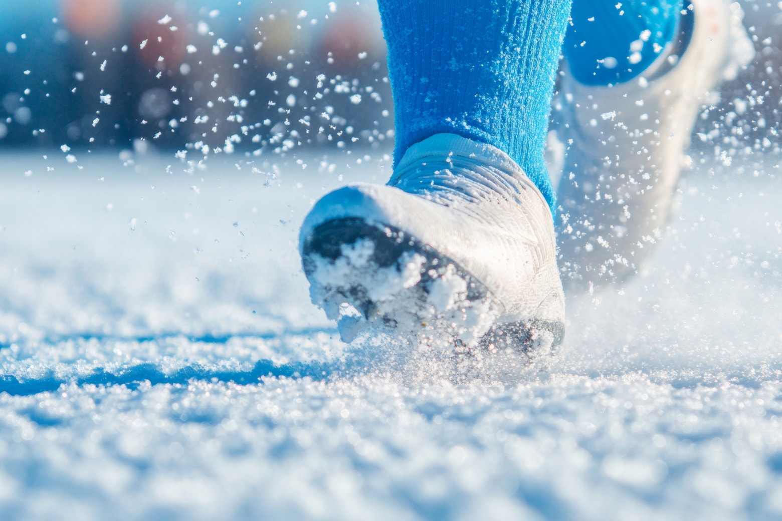 Chaussure de foot dans la neige