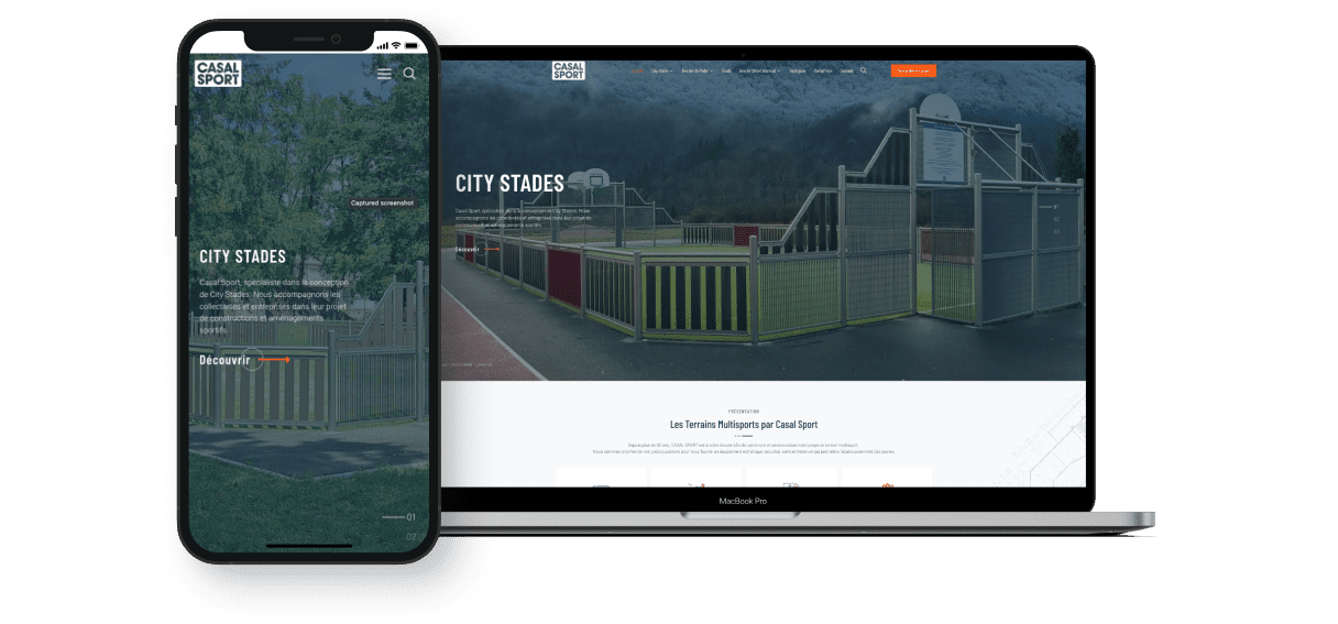 Mockup du site externe Terrains Multisports