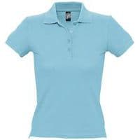 Polo personnalisable femme en coton maille piquée 210 BLEU ATOLL