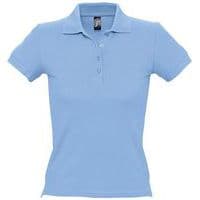 Polo personnalisable femme en coton maille piquée 210 CIEL PIQUÉ