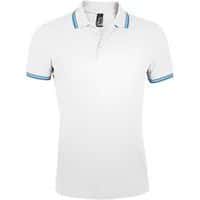 Polo personnalisable homme en coton peigné BLANC/AQUA