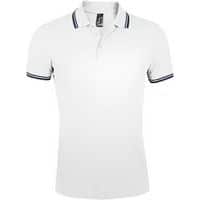 Polo personnalisable homme en coton peigné BLANC/MARINE