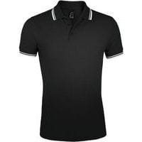 Polo personnalisable homme en coton peigné NOIR/BLANC