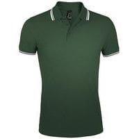 Polo personnalisable homme en coton peigné VERT FORET/BLAN