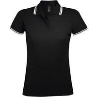 Polo personnalisable femme en coton peigné NOIR/BLANC