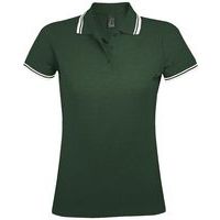 Polo personnalisable femme en coton peigné VERT FORET/BLAN