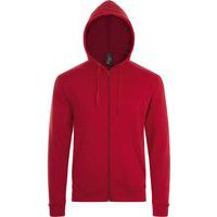 Veste zippée à capuche en coton ROUGE