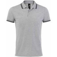 Polo personnalisable homme en coton peigné GRIS/MARINE