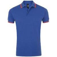 Polo personnalisable homme en coton peigné ROYAL/COR FLUO