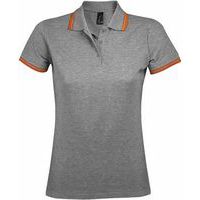 Polo personnalisable femme en coton peigné GRIS CHINE/ORAN