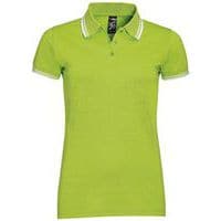 Polo personnalisable femme en coton peigné LIME/BLANC