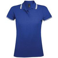 Polo personnalisable femme en coton peigné ROYAL/BLANC