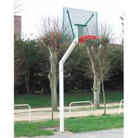 Panier De Basket Extérieur Et Bouclier De Basket En Bois Contre Le Ciel  Bleu Sur La Cour De L'école