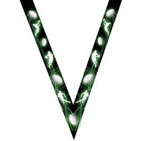 Ruban médaille noir et vert avec logo de rugby - 30mm