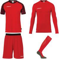 Set maillot/short/baselayer/chaussettes gardien de foot Uhlsport Reaction Rouge/Noir