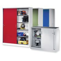 Armoire basse portes coulissantes avec tablettes CP