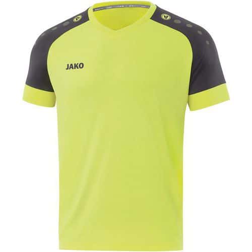 Maillot de foot manches courtes enfant - Jako - Champ 2.0 Jaune fluo/Gris