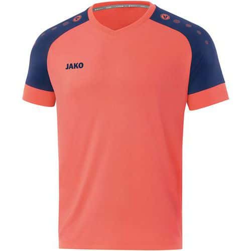 Maillot de foot manches courtes - Jako - Champ 2.0 Orange fluo/Bleu marine