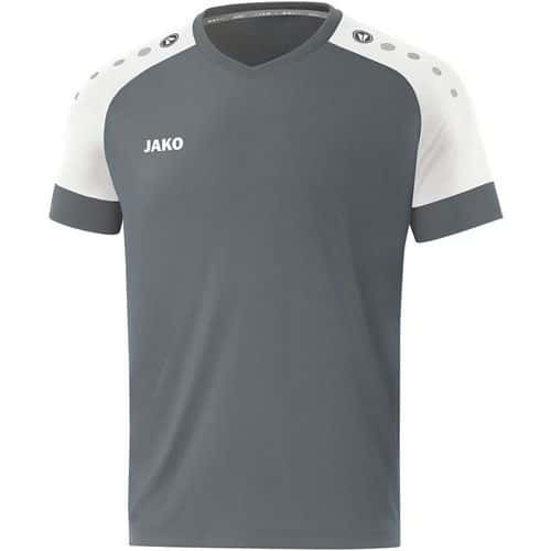 Maillot de foot manches courtes enfant - Jako - Champ 2.0 Gris/Blanc