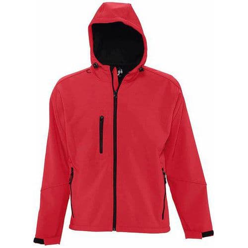 Veste homme zippée softshell à capuche en polyester ROUGE PIMENT