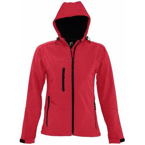 Veste femme zippée softshell à capuche en polyester ROUGE PIMENT