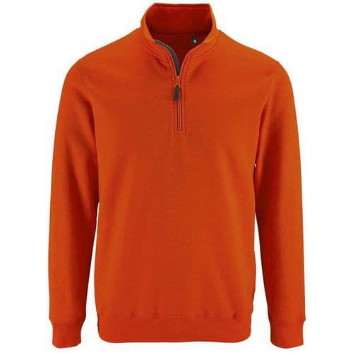 Sweat personnalisable col camionneur en coton ORANGE