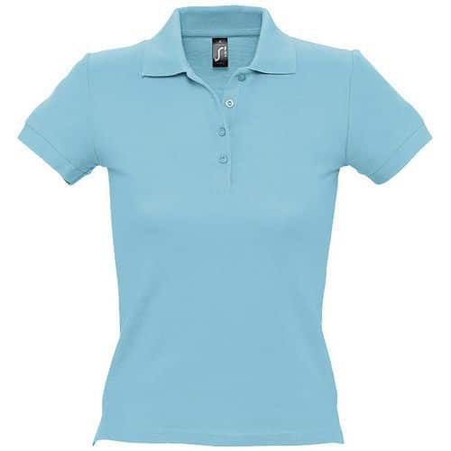 Polo personnalisable femme en coton maille piquée 210 BLEU ATOLL