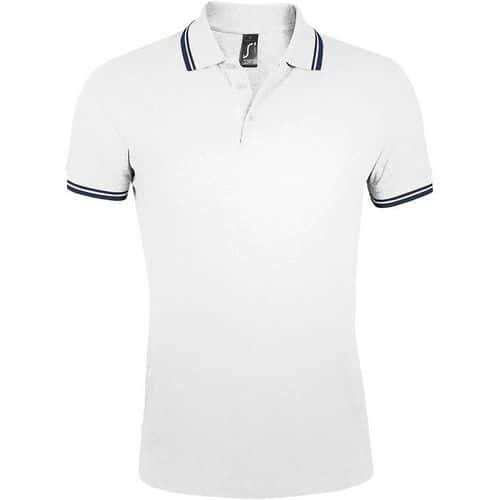 Polo personnalisable homme en coton peigné BLANC/MARINE