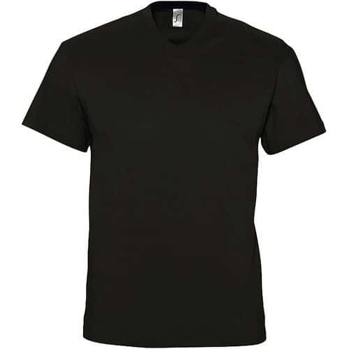 Tee-shirt personnalisable col V en coton NOIR PROFOND