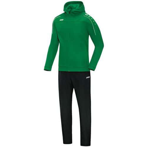 Ensemble survêtement de foot veste à capuchon et pantalon enfant - Jako - Classico Vert