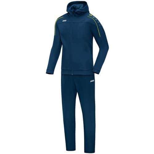 Ensemble survêtement de foot veste à capuchon et pantalon enfant - Jako - Classico Bleu marine/Jaune