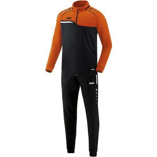 Ensemble survêtement de foot polyester veste et pantalon enfant - Jako - Competition 2.0 Noir/Orange fluo