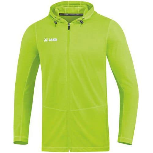 Veste running à capuchon enfant - Jako - Run 2.0 Vert fluo