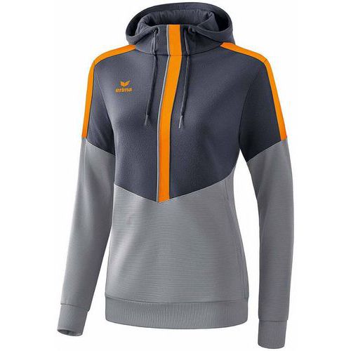 Sweat à capuche - Erima - squad femme slate grey/monument grey/new orange