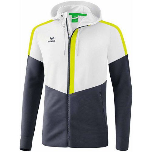 Veste d'entraînement à capuche - Erima - squad enfant blanc/slate grey/bio lime