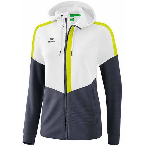 Veste d'entraînement à capuche - Erima - squad femme blanc/slate grey/bio lime