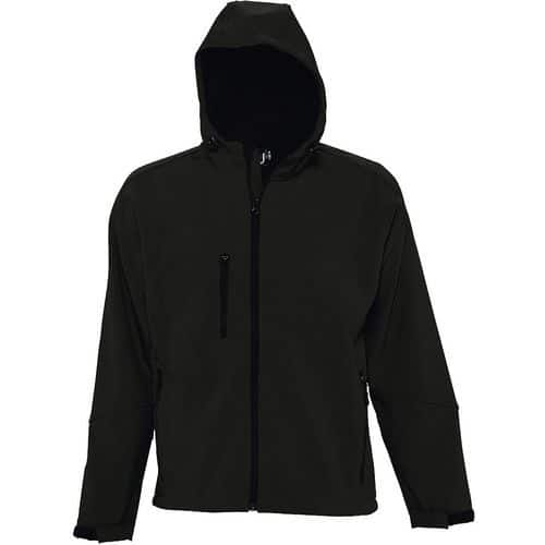 Veste homme zippée softshell à capuche en polyester NOIR