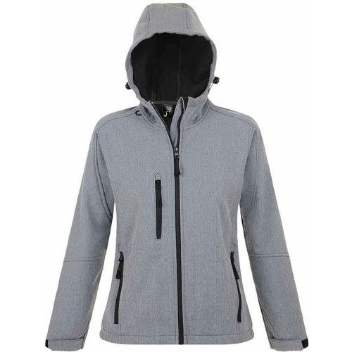 Veste femme zippée softshell à capuche en polyester GRIS CHINÉ