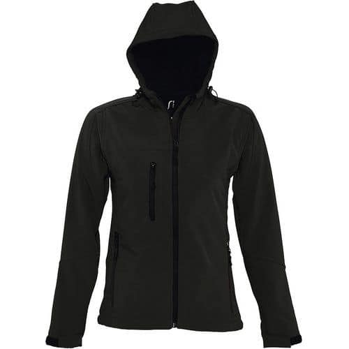 Veste femme zippée softshell à capuche en polyester NOIR