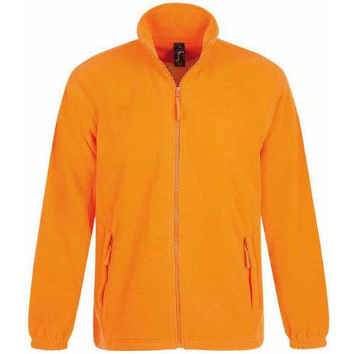 Veste homme micropolaire zippée en polyester ORANGE FLUO