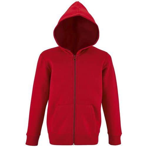 Veste zippée à capuche enfant en coton ROUGE