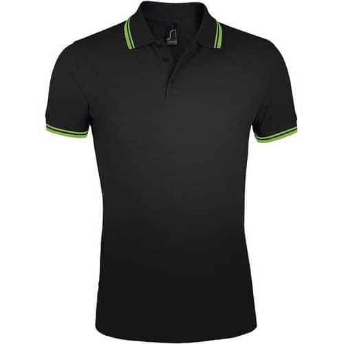 Polo personnalisable homme en coton peigné NOIR/LIME