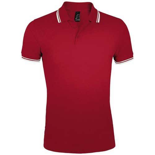 Polo personnalisable homme en coton peigné ROUGE/BLANC