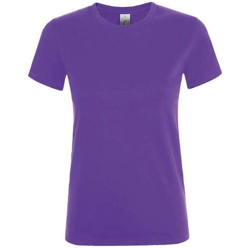 Tee-shirt personnalisable femme col rond en coton VIOLET FONCE