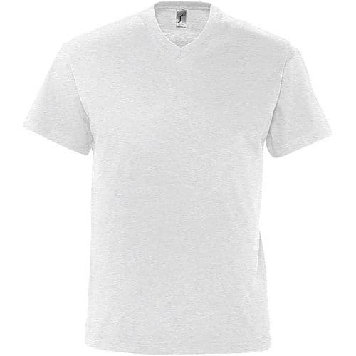 Tee-shirt personnalisable col V en coton BLANC CHINÉ