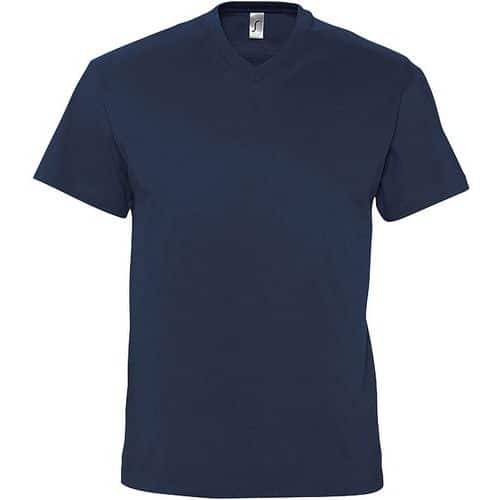 Tee-shirt personnalisable col V en cotonMARINE