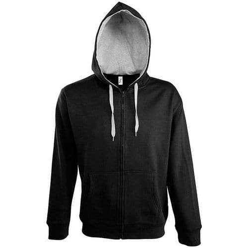 Veste zippée à capuche Contrastée Tech noir