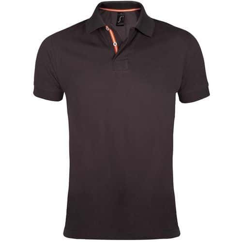 Polo personnalisable PATRIOT COL BICOLORE TECH GRIS FONCE-BLANC