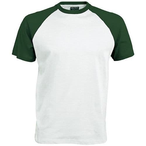 T-shirt bicolore Traditional blanc vert foret