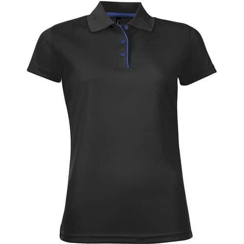 Polo personnalisable FEMME NOIR MULTITECH PES